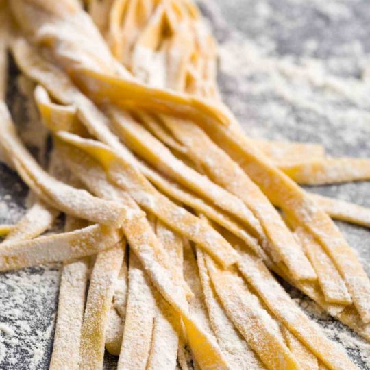 Fresh Homemade Fettucine on table