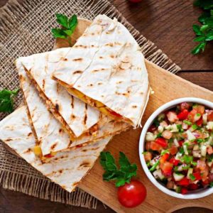 Cheese Quesadilla with homemade salsa